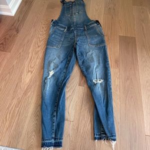 Small indigo blue maternity overalls